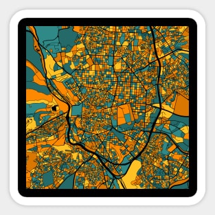 Madrid Map Pattern in Orange & Teal Sticker